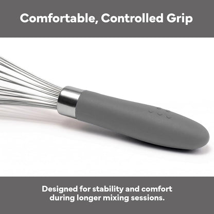 Misen Stainless Steel Balloon Whisk - Dishwasher Safe - Ergonomic Silicone Grip, Versatile Cooking Whisk for Eggs, Durable Construction - Professional-Grade Kitchen Tool - Gray
