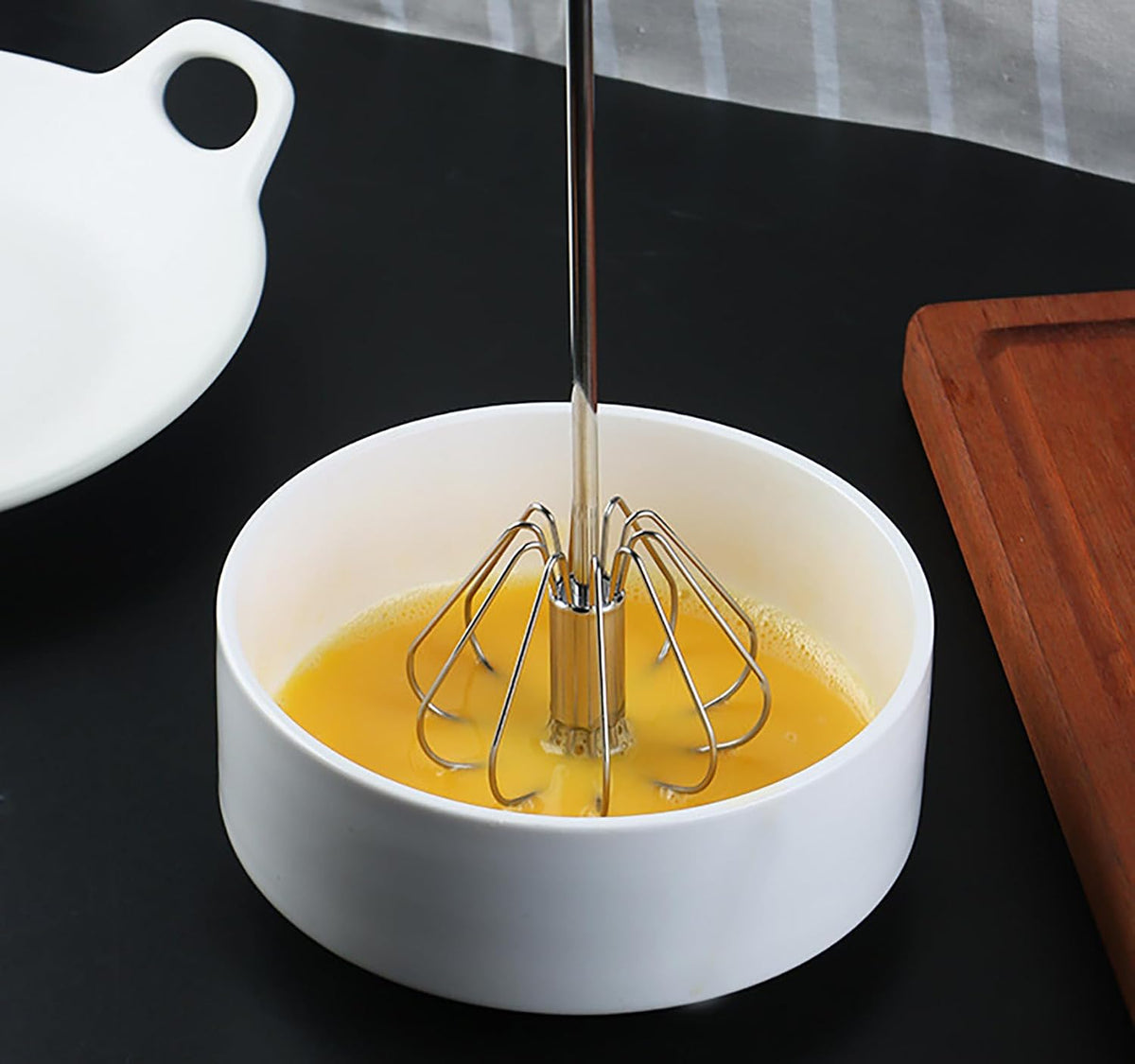 Semi-automatic Egg Whisk, 2 Pcs 12.5 Inch Length Stainless Steel Egg Beater for Bread, Cake and Cooking (M)