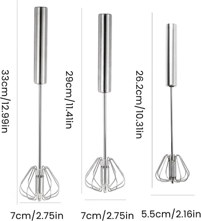 Automatic Eggbeater Manual Push Whisk Stainless Steel,10inch-2 Packs