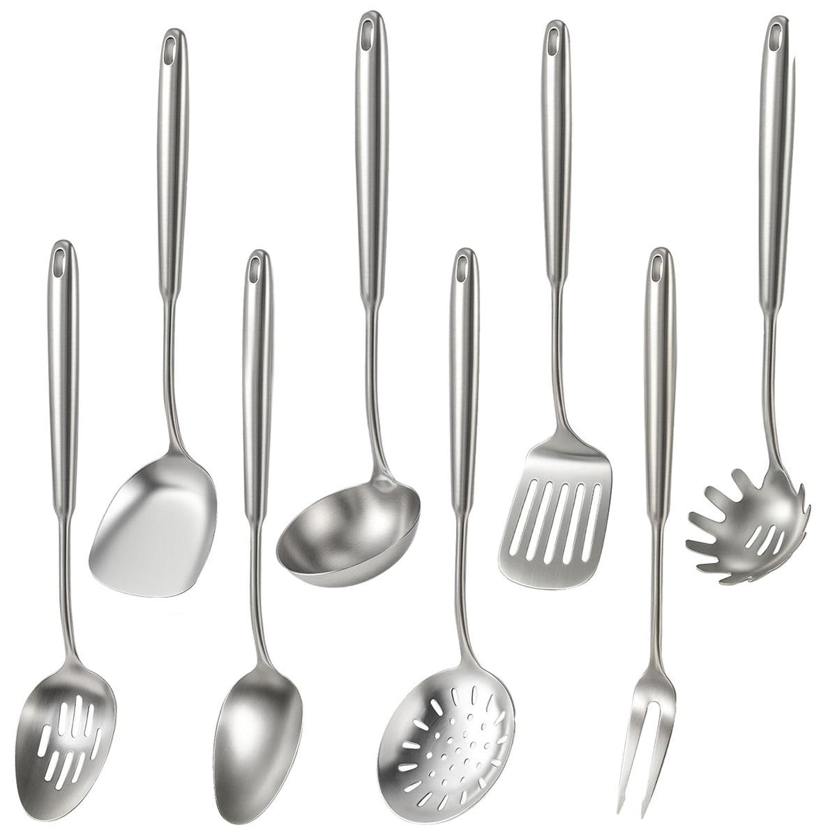 Newness Soup Ladle, [Rustproof, Heat Resistance, Integral Forming] Resilient 304 Stainless Steel Soup Spoon with Vacuum Ergonomic Round Handle, Cooking Spoon for Kitchen, 13.7 Inches