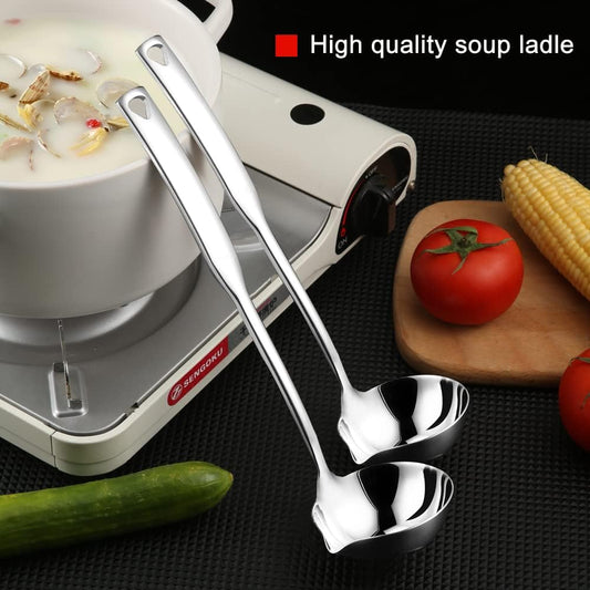 Kitchen Soup Ladle 304 Stainless Steel Punch Metal Luminous Ladell Spoons With Pour Spout Gravy Ladles for Serving,Cooking,Canning,11.8 inch