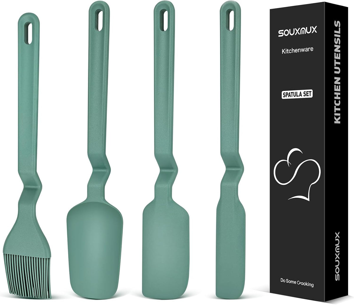4Pcs Silicone Spatula Set, V-Hover, Non-Scratch, 450°F Heat Resistant