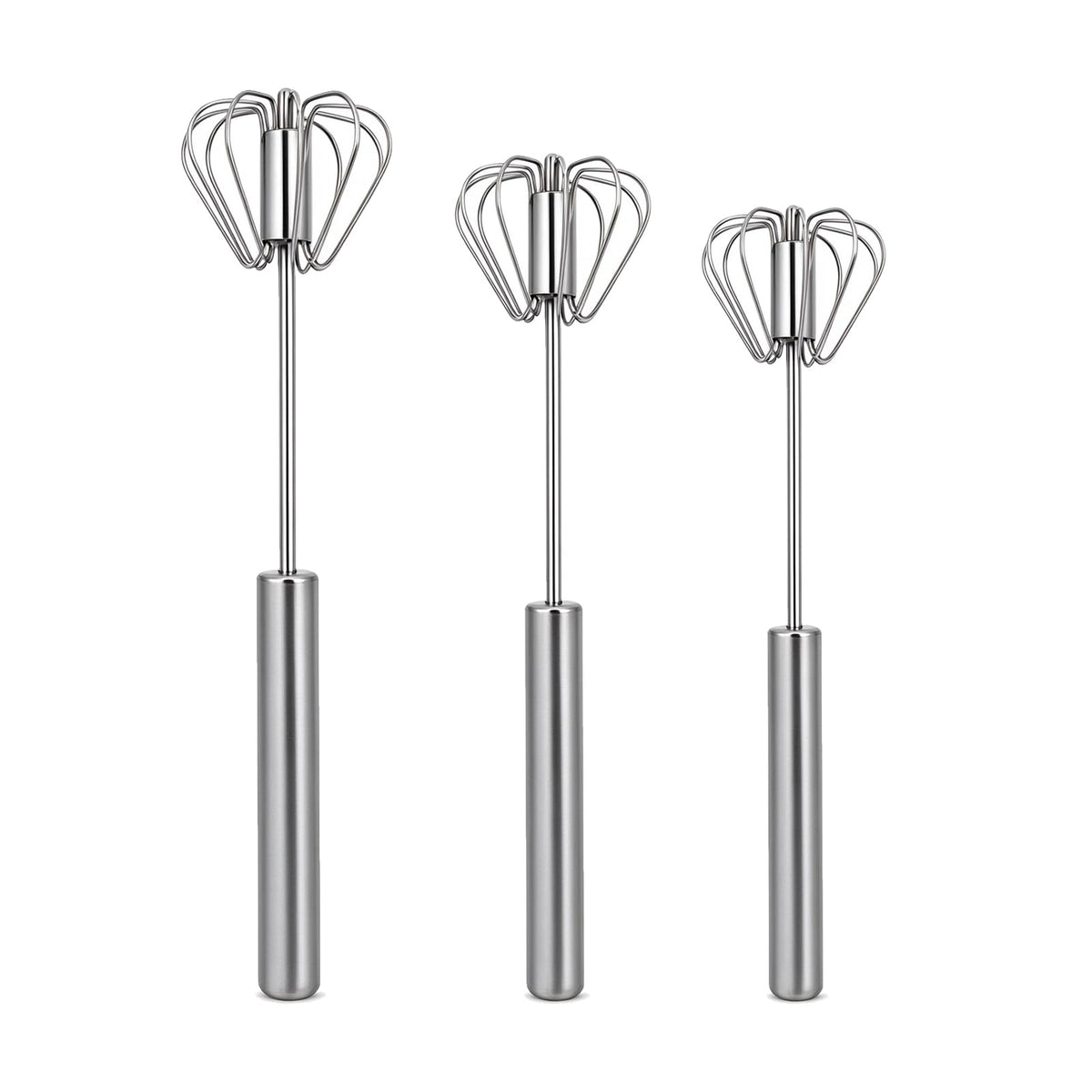 Sakerplus Stainless Steel Push Action Rotary Whisk Manual Egg Beater(10")