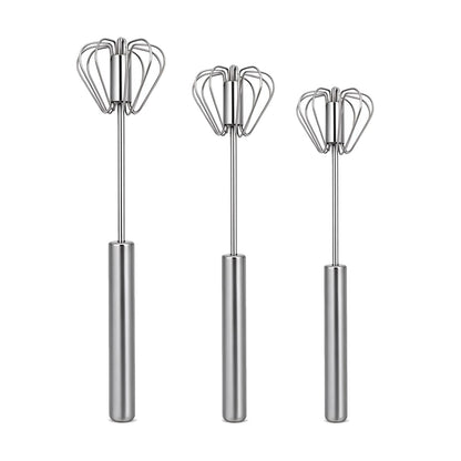 Sakerplus Stainless Steel Push Action Rotary Whisk Manual Egg Beater(10")