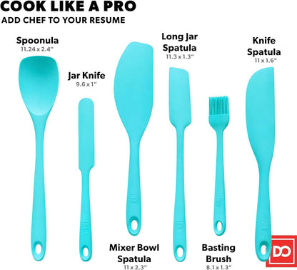 DI ORO Silicone Spatula Set - 600F Heat Resistant, 6-Pc Teal