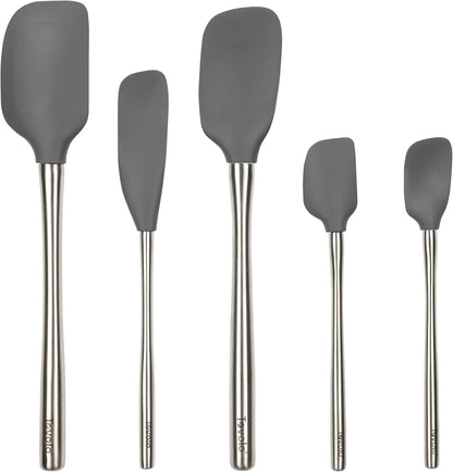 Tovolo Flex Core 5 Piece Silicone Spatula Set Heat Resistant All Silicone Utensils Include Non Stick Spatula Spoonula Jar Scraper, Dishwasher Safe BPA Free Spatulas for Baking Mixing, Cayenne Red