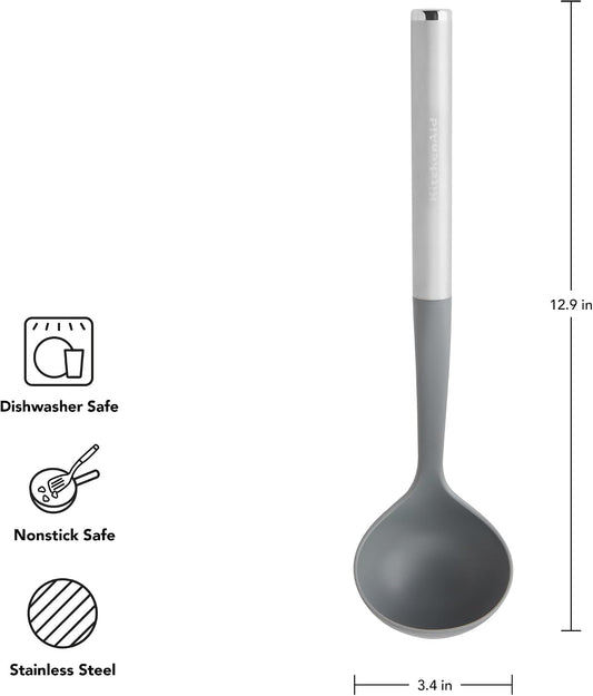 KitchenAid Ladle with Stainless Steel Handle, Nonstick Safe, Ideal for Serving Soups, Stews, and Chilis, Durable and Dishwasher Safe