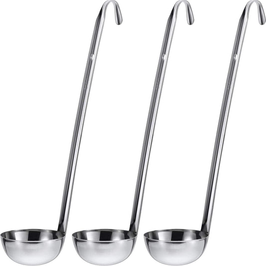 meekoo 3 Pcs Stainless Steel Ladles Soup with  Long Handle,2 oz