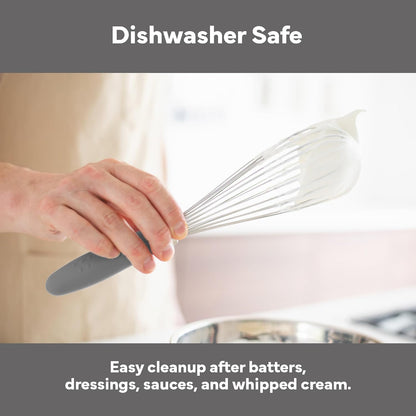 Misen Stainless Steel Balloon Whisk - Dishwasher Safe - Ergonomic Silicone Grip, Versatile Cooking Whisk for Eggs, Durable Construction - Professional-Grade Kitchen Tool - Gray