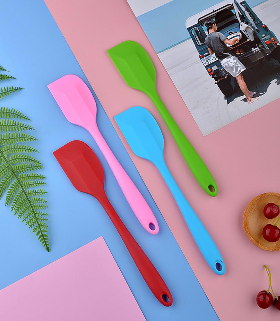 8-Piece Silicone Spatula Set, 446ºF Heat Resistant Rubber Scrapers for Non-Stick Cookware,Seamless One-Piece Design,BPA-Free Food Grade Kitchen Utensils for Baking,Cooking & Mixing,Dishwasher Safe