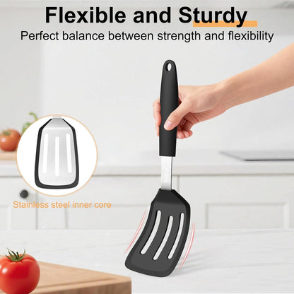 Beijiyi 2 Pack Silicone Spatula Set, Heat Resistant, for Nonstick Cookware