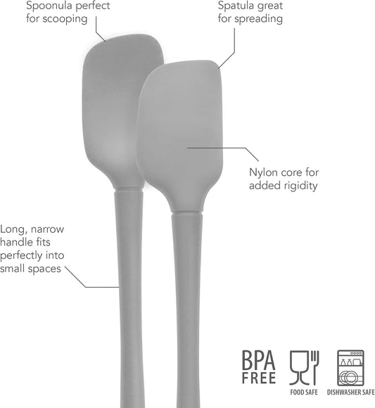 Tovolo Flex-Core Silicone Mini Spatula and Spoonula Set of 2, Oyster Gray