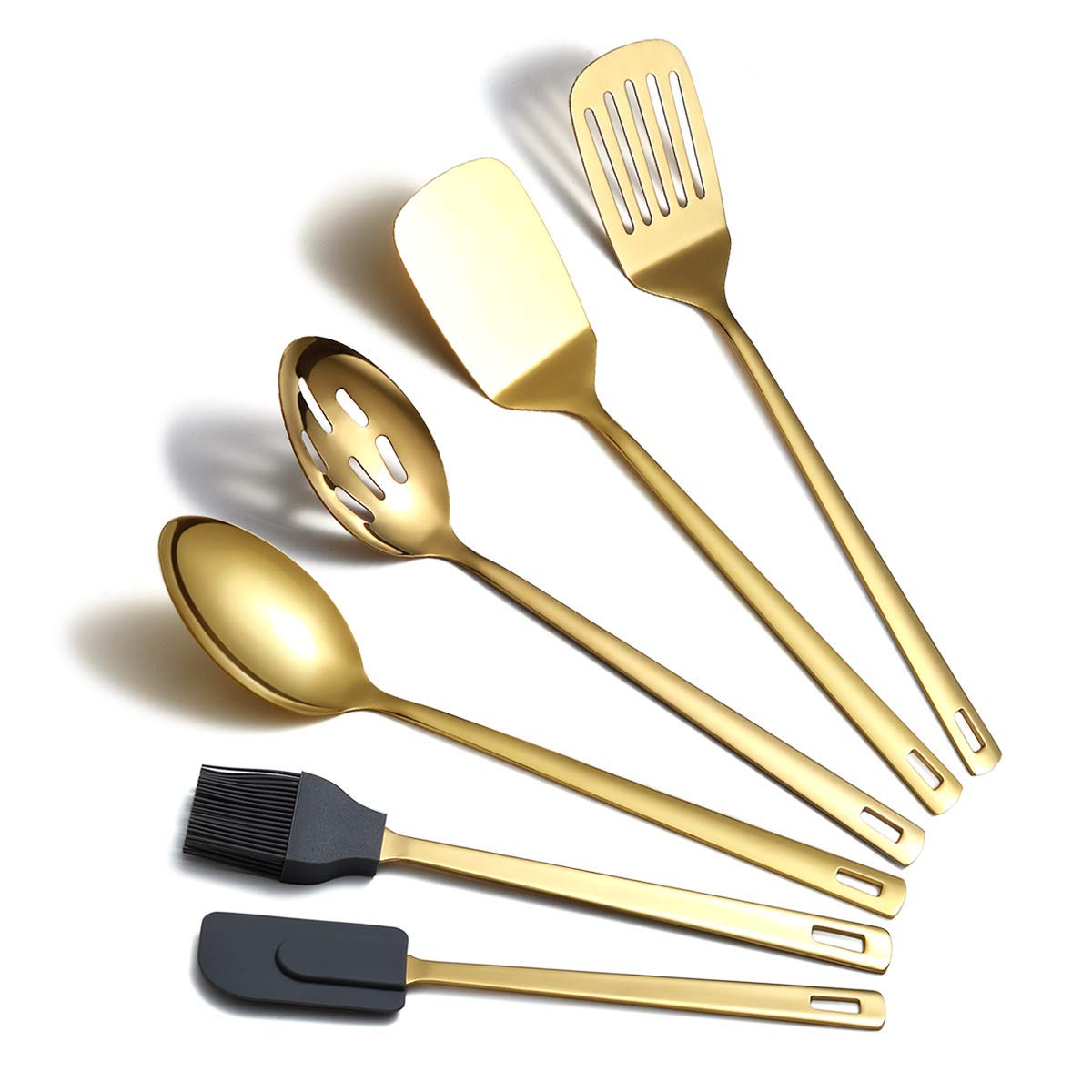 Gold Ladle, Berglander Stainless Steel Kitchen Ladle With Titainium Gold Plating, Soup Ladle, Cooking Ladle, Metal Soup Spoon For Cooking, Dishwasher Safe, Easy to Clean