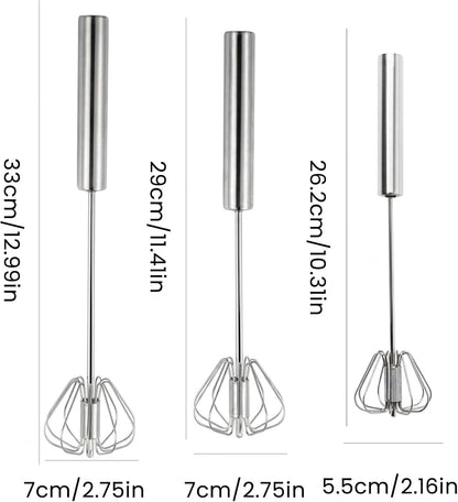 Sakerplus Stainless Steel Push Action Rotary Whisk Manual Egg Beater(10")