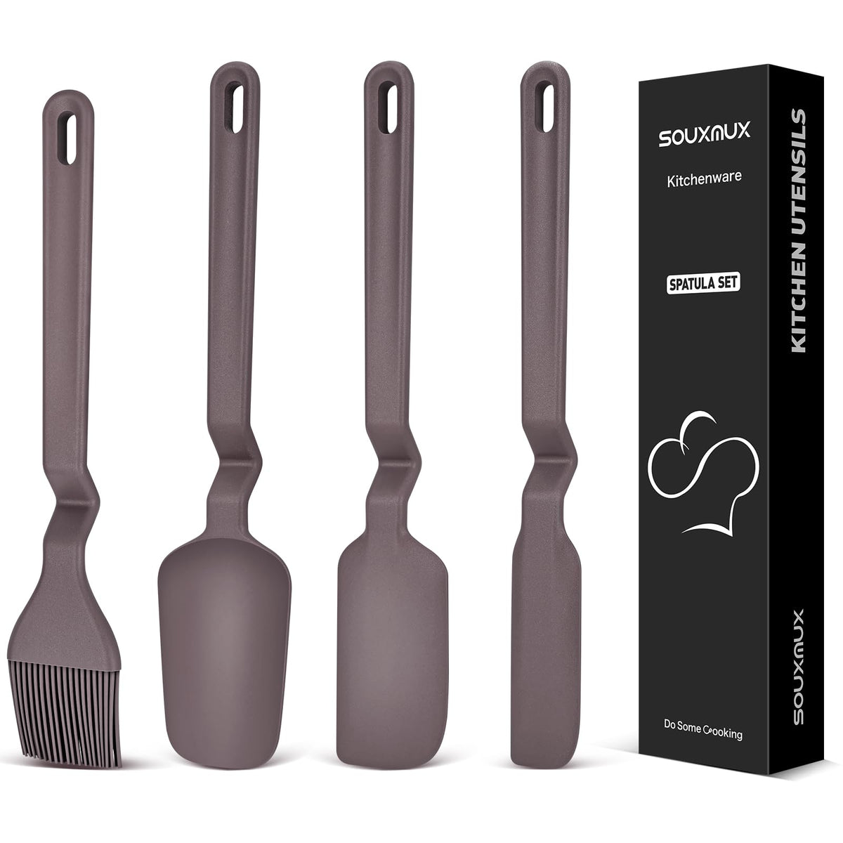 4Pcs Silicone Spatula Set, V-Hover, Non-Scratch, 450°F Heat Resistant