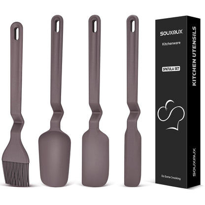 4Pcs Silicone Spatula Set, V-Hover, Non-Scratch, 450°F Heat Resistant