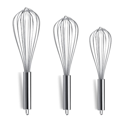 Berglander Gold Whisk Pack of 3 Stainless Steel 8",10",12", Titianium Plating Whisks for Cooking, Beater,Wire Whisk Set Kitchen Wisk (Gold)