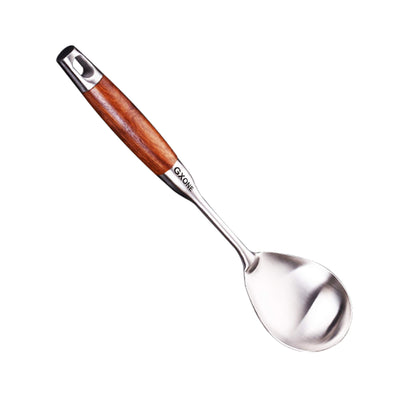 Soup Ladle,304 Stainless Steel Cooking Ladle with Wooden Handle,14.6Inch