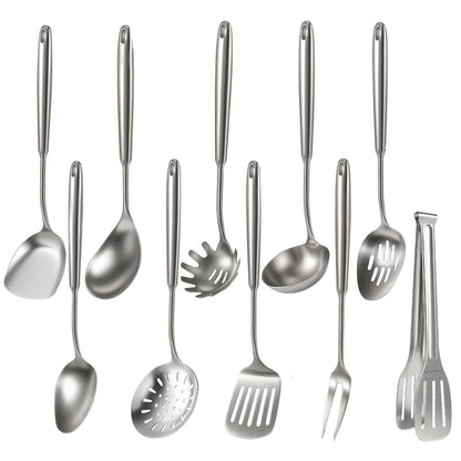 Newness Soup Ladle, [Rustproof, Heat Resistance, Integral Forming] Resilient 304 Stainless Steel Soup Spoon with Vacuum Ergonomic Round Handle, Cooking Spoon for Kitchen, 13.7 Inches