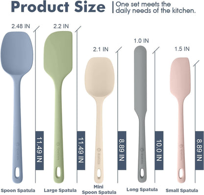 ChefAide 5 Pieces Silicone Spatulas Set, Heat Resistant Rubber Spatula