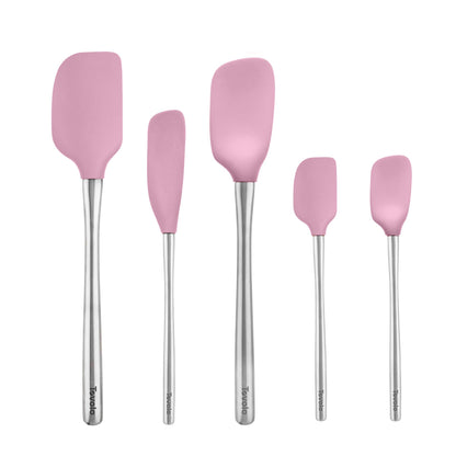 Tovolo Flex Core 5 Piece Silicone Spatula Set Heat Resistant All Silicone Utensils Include Non Stick Spatula Spoonula Jar Scraper, Dishwasher Safe BPA Free Spatulas for Baking Mixing, Cayenne Red