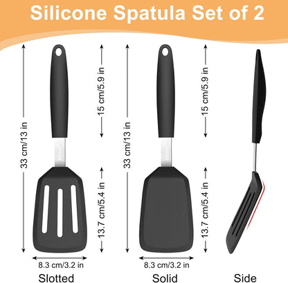 Beijiyi 2 Pack Silicone Spatula Set, Heat Resistant, for Nonstick Cookware