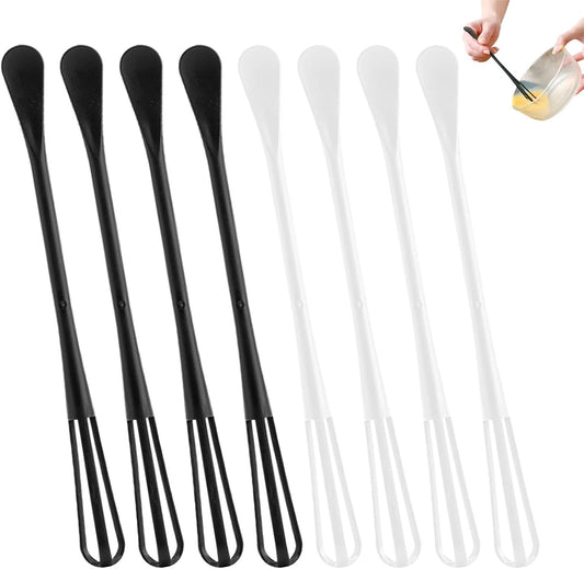 8 PCS Mini Whisks, 2 in 1 Small Whisks and Spoons for Cooking, Multifunctional Mini Sugar Spoon Kitchen Tiny Whisk Tool for Blending, Whisking, Baking, Beating, Mixing Sauces