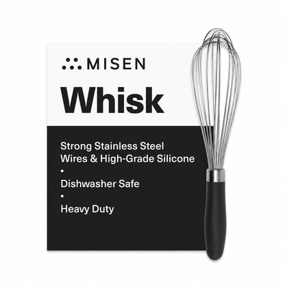 Misen Stainless Steel Balloon Whisk - Dishwasher Safe - Ergonomic Silicone Grip, Versatile Cooking Whisk for Eggs, Durable Construction - Professional-Grade Kitchen Tool - Gray