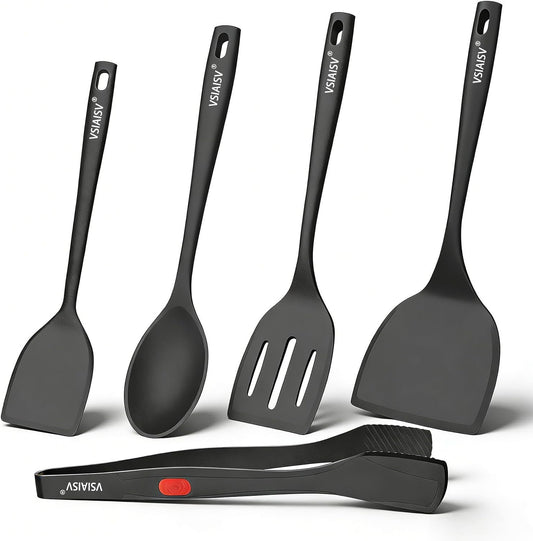 Silicone Spatula Turner Set of 5 for Nonstick Cookware, BPA Free
