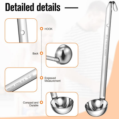 Cunhill 5 Pcs Soup Ladles Stainless Steel Serving Ladle Long Handle, 4 oz