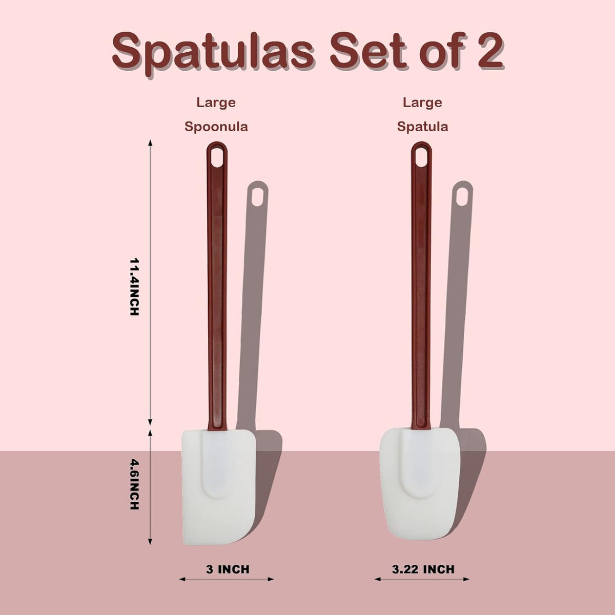 16.5 INCH Silicone Spatulas Heat Resistant Heavy Duty Rubber Spatulas Commercial Spatulas Set for Kitchen Use Silicone Cooking Utensils Sets of 2