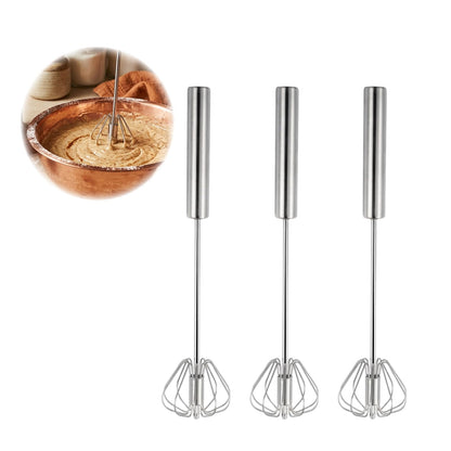 Automatic Eggbeater Manual Push Whisk Stainless Steel,10inch-2 Packs