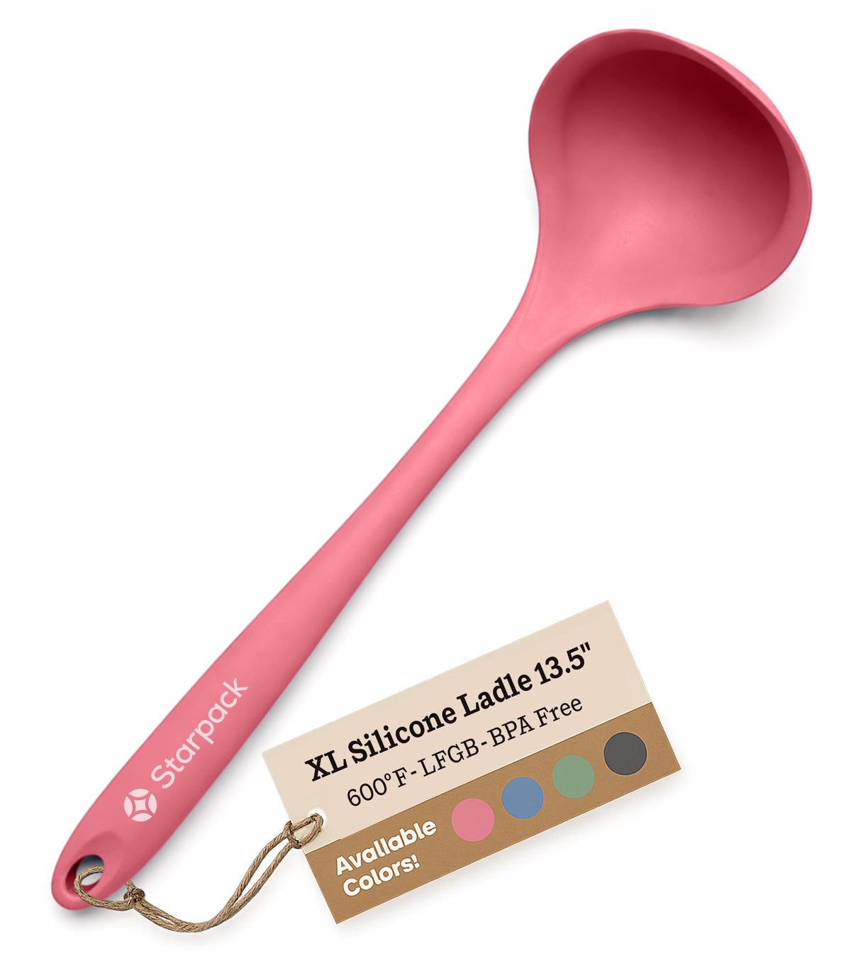 Starpack 'Ladle of Love' XL Premium Silicone Ladle Spoon - Up-to 600°F High Heat Resistant Soup Ladles - Kitchen Ladles for Serving, Non Stick Silicone Spoons, LFGB Grade Cooking Spoon - Gray Black