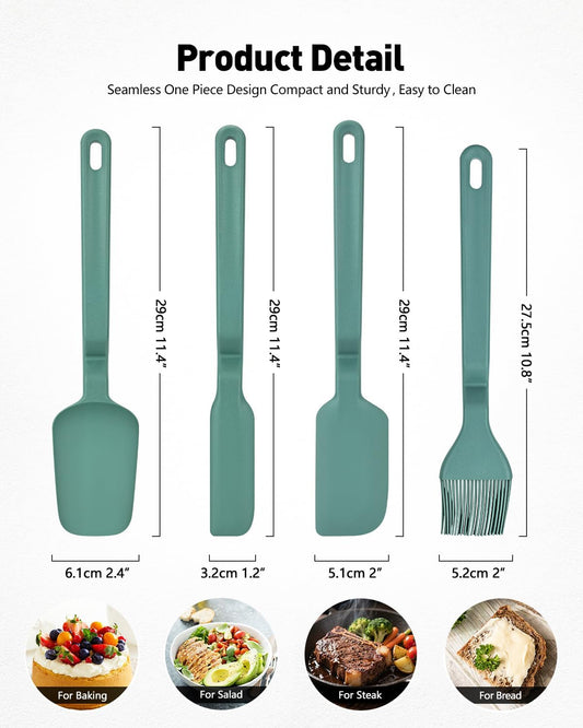 4Pcs Silicone Spatula Set, V-Hover, Non-Scratch, 450°F Heat Resistant