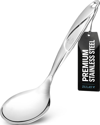 Zulay Kitchen Stainless Steel Soup Ladle - 13” Large Ladle for Soups, Stews & Sauces - Durable, Heat-Resistant, Rust-Proof & Dishwasher Safe Kitchen Utensil with Ergonomic Handle