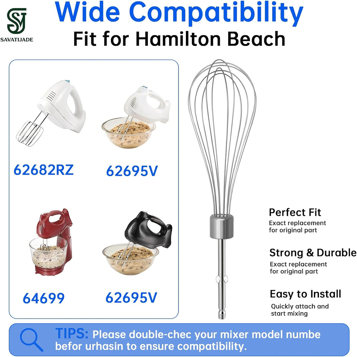 Hand Mixer Beaters Whisk Attachments for Hamilton Beach & KitchenAid