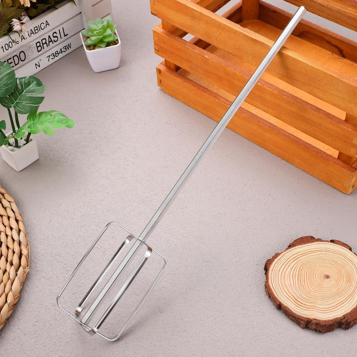 Stainless Steel Meat Stirring Rod Mixer Whisk for Sauces Pancakes