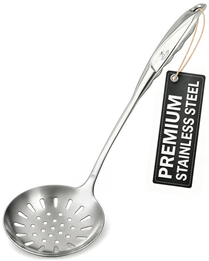 Zulay Kitchen Stainless Steel Soup Ladle - 13” Large Ladle for Soups, Stews & Sauces - Durable, Heat-Resistant, Rust-Proof & Dishwasher Safe Kitchen Utensil with Ergonomic Handle