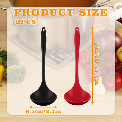 Premium Silicone Ladle Set: Nonstick Heat Resistant Kitchen Spoon 2-Pack