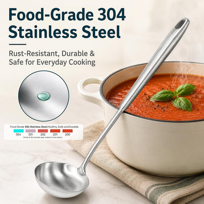 18/8 Stainless Steel Soup Ladle, Durable Metal Ladel, Serving Spoon