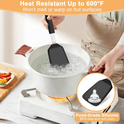 Beijiyi 2 Pack Silicone Spatula Set, Heat Resistant, for Nonstick Cookware