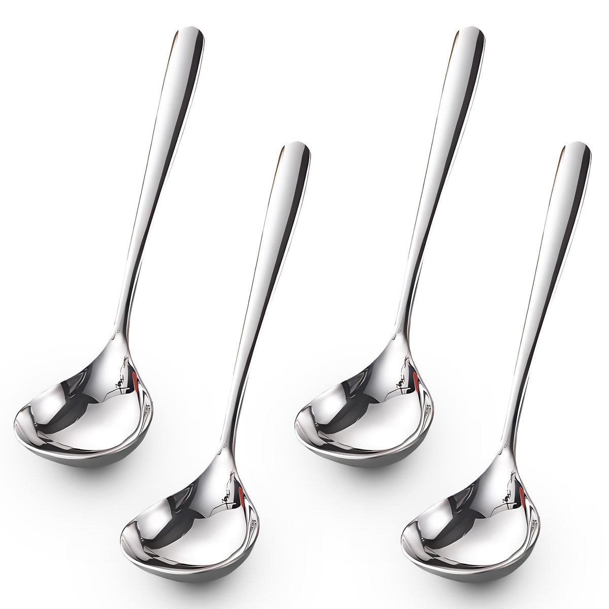 Comicfs 4 Pack Small Soup Ladles, Sauce ladles, SUS 304 Stainless Steel Small Serving Ladle, Gravy Soup Spoon Ladles 8-Inch (Gold)