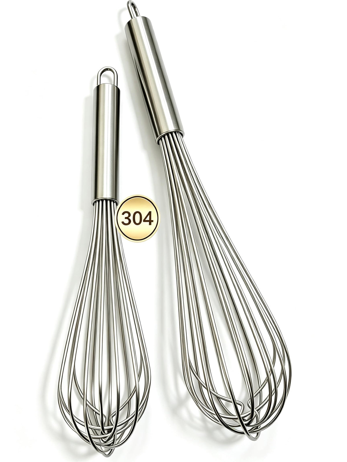 Large Commercial whisk, Heavy Duty 16in Wire Whisk, 304 Stainless Steel 2.5mm Thick Manual Egg Whisk, Durable Kitchen Mixer Mixing Batter, Beating Egg and Blending Sauces.