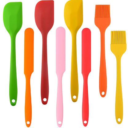 8-Piece Silicone Spatula Set, 446ºF Heat Resistant Rubber Scrapers for Non-Stick Cookware,Seamless One-Piece Design,BPA-Free Food Grade Kitchen Utensils for Baking,Cooking & Mixing,Dishwasher Safe