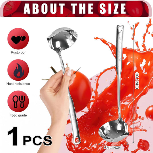 Stainless Steel Soup Ladle with Pour Spout, Kitchen Serving Spoon