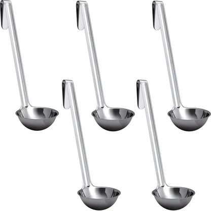 Super Sturdy, Ergonomic 4 Oz. Soup Ladle 3 Pk. Stainless Steel Ladles with Long Handles. Best Kitchen Accessories for Stirring, Portioning and Serving Soups, Chili and Stew in Restaurants and at Home
