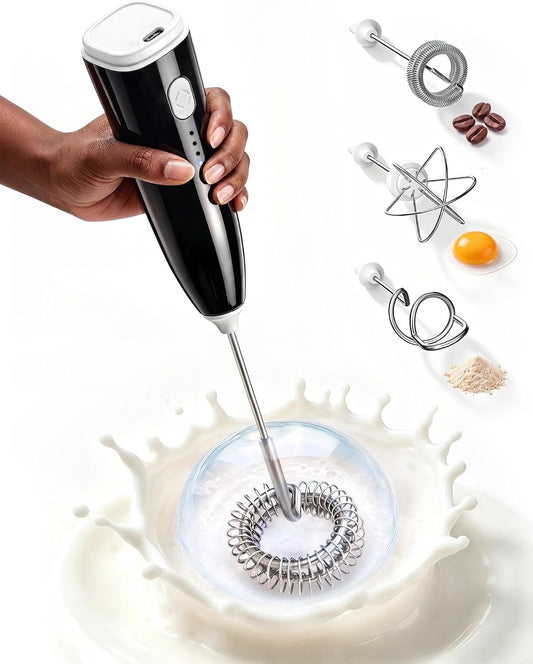 Milk Frother Handheld,Portable Electric Drink Mixer&Wand,Egg Whisk-Black