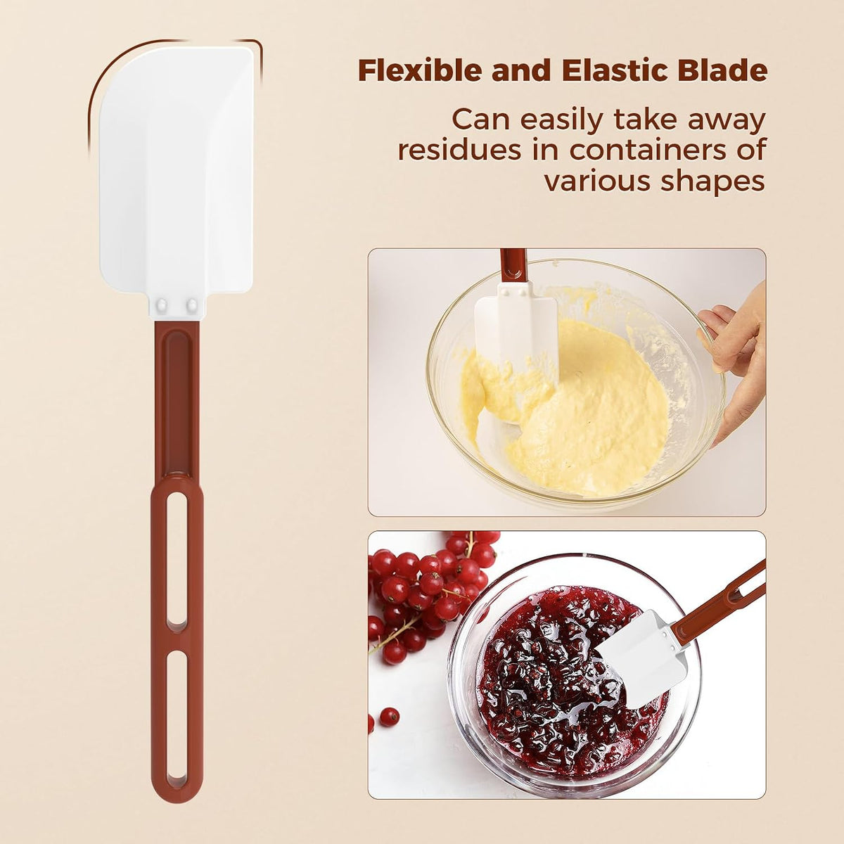 High Heat Resistant Silicone Spatulas, 13-1/2" Commercial Spatula 500°F Heat-Resistant Heavy Duty Spatula Non-Stick Scraper, Ideal for Baking/Cooking/Mixing, Commercial Dishwasher Safe, Set of 2