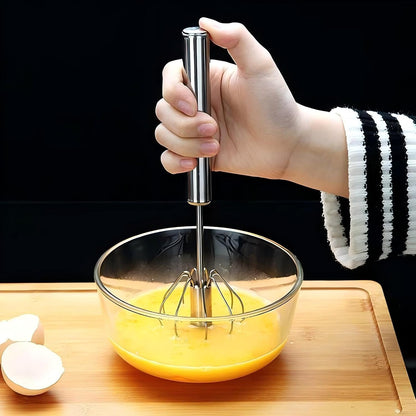 3 Pack Stainless Steel Egg Whisk, Hand Push Rotary Whisk Blender, Versatile Easy Whisk, Hand Push Mixer Stirrer for Beating Eggs, Frothing Milk, Blending, Mixing, Whipping Smoothies & Shakes