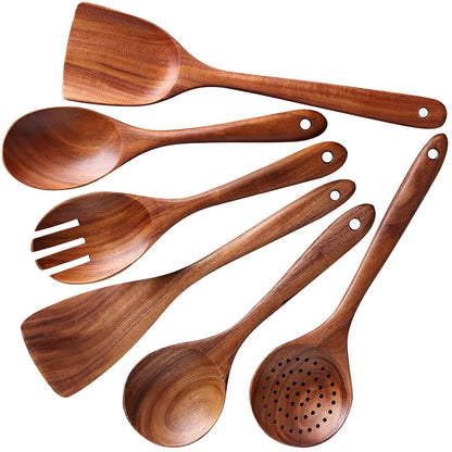 3Pcs Wooden Ladle for Soup, 3Size Natural Teak Wooden Spoons for Cooking, Non-Stick Wood Spoon, Wood Cooking Spoons, Wooden Soup Spoons, Kitchen Utensils Spoons Sets